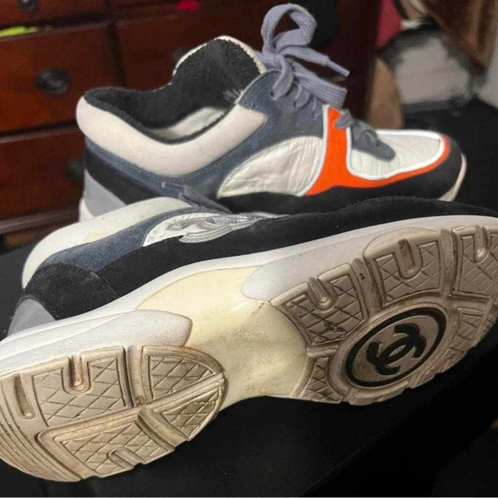 CHANEL Black, White, and Orange Athletic Shoes - Picture 3 of 4
